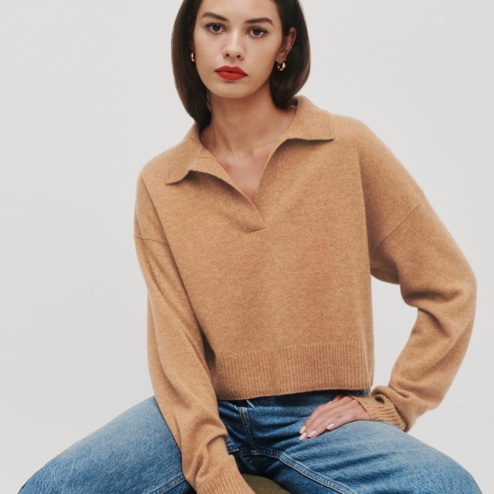 Reformation Cashmere Polo Sweater
